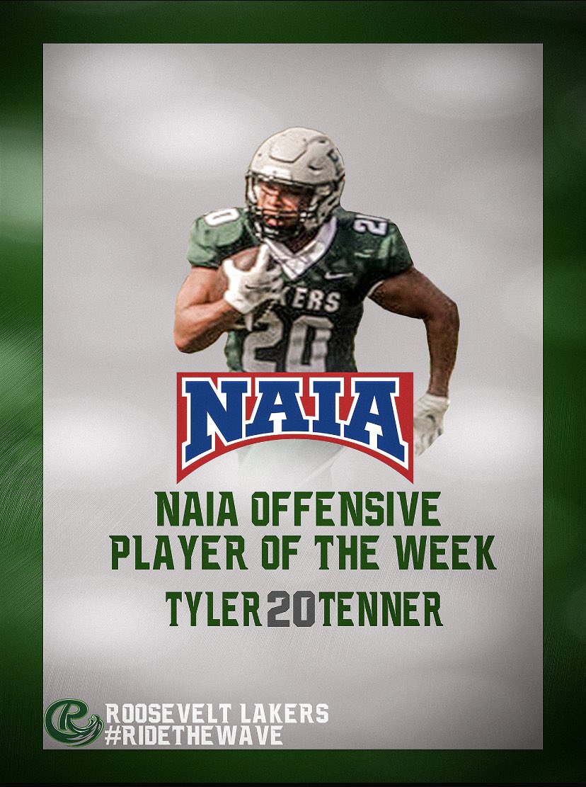 🚨CONGRATULATIONS 🚨

<a href="/tenner_tyler5/">T-Weezy🐻🤞🏽🤎</a> for earning NAIA PLAYER OF THE WEEK for his performance this past weekend.

✅212 Yards Rushing
✅5 Touchdowns
✅School Record

#RideTheWave🌊