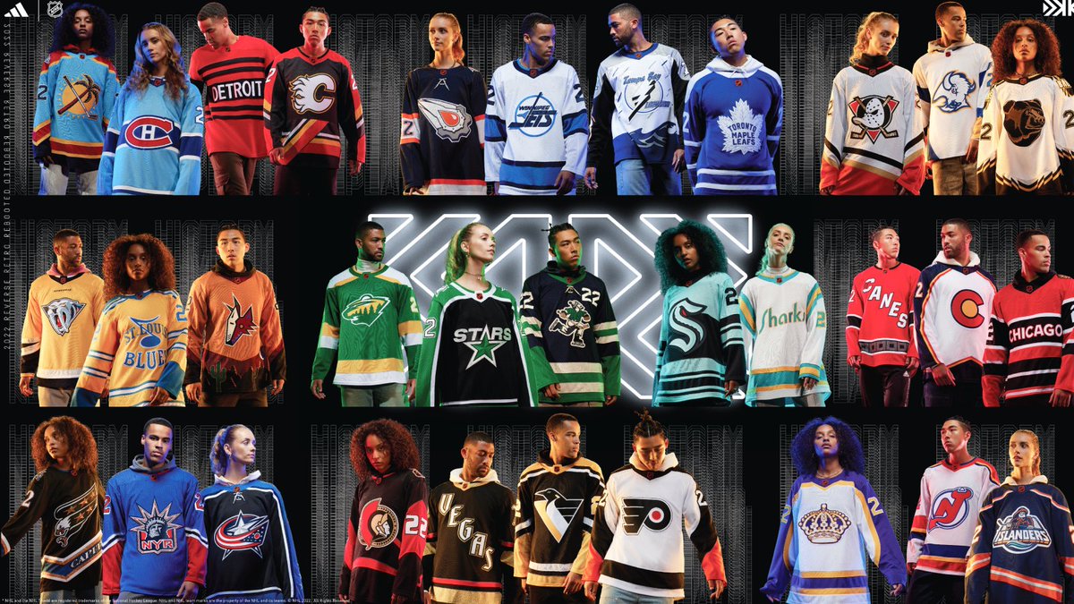theScore's tweet photo. The 2022 adidas Reverse Retro jerseys are LIT. 🔥

(📸: @adidashockey) https://t.co/TMlpzL1onp