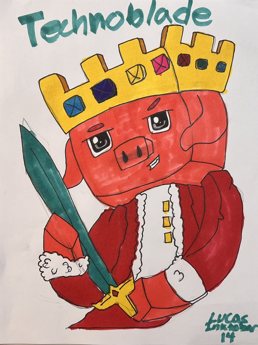 LeadInk_io's tweet photo. This picture of Technoblade reminds me of a Meebit - Lucas, age 10. @Technothepig @MeebitsNFTs @NFTInktober #NFTInktober https://t.co/7s5bnuDboA