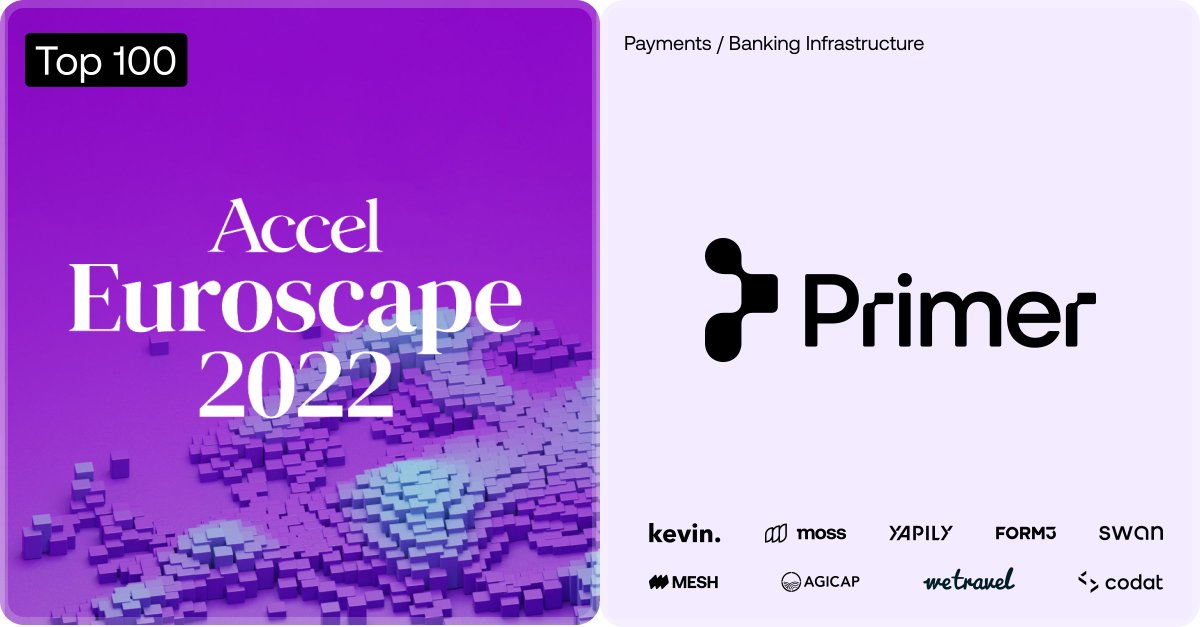 primer_io's tweet photo. We’re so thrilled to have been selected by @Accel for their #Top100 hottest cloud companies to look out for 🔥🥳 Looking forward to making some big moves in the #payments and commerce industry—we know what's coming 🚀👀 https://t.co/wYvAfJ5hEQ Congrats to everyone else listed 🙌 https://t.co/e3nfxr4Dla