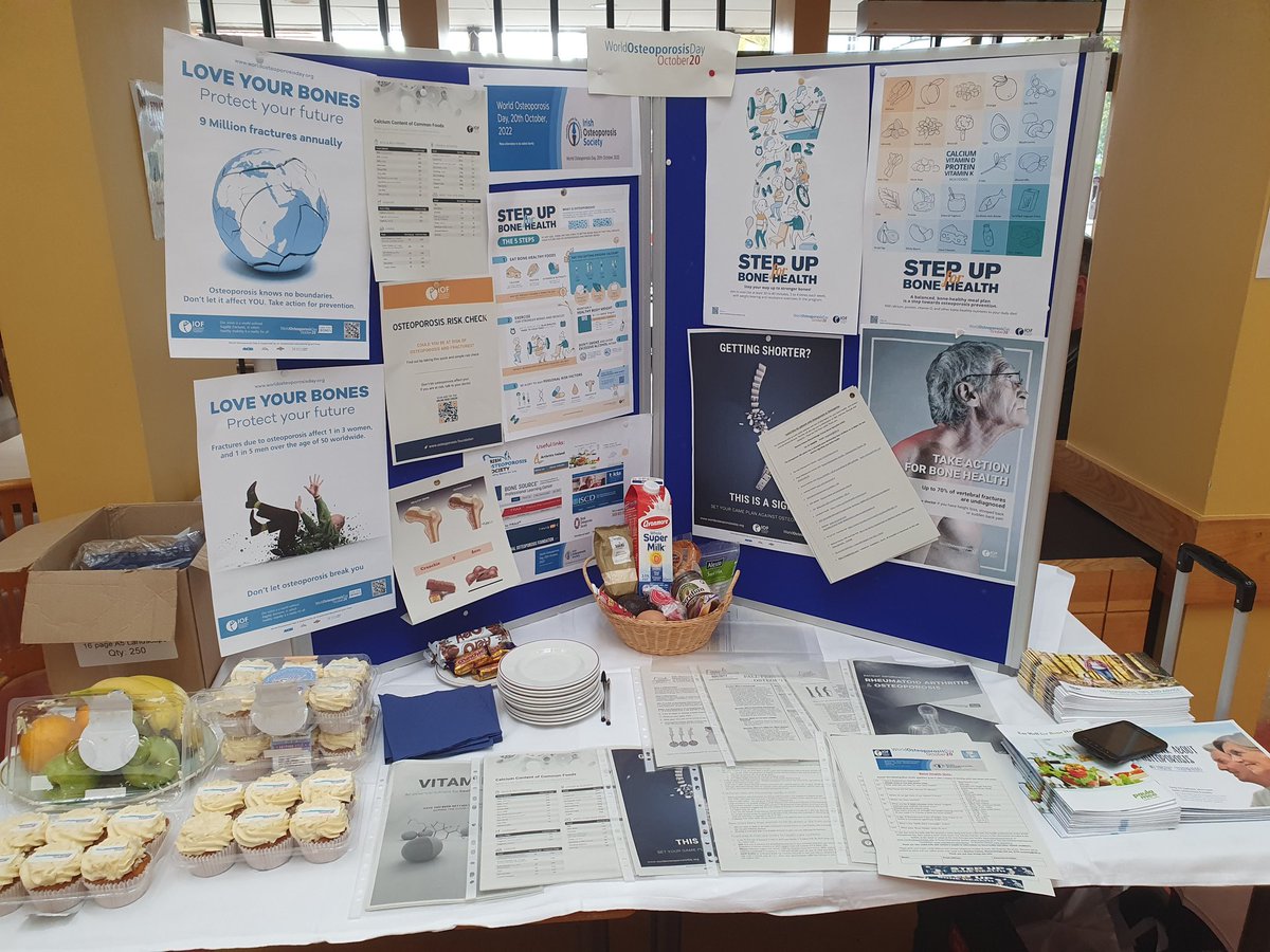 Martina13670575's tweet photo. Great showcase and support today at @ourladyshospice for #WorldOsteoporosisDay This year's campaign theme is "Step up for Bone Health" Thanks to everyone who called over to chat and learn more about bone health from the RMDU team! @HeaveyAisling and the PT students. 👏👍 💪 https://t.co/NSfgbrovev