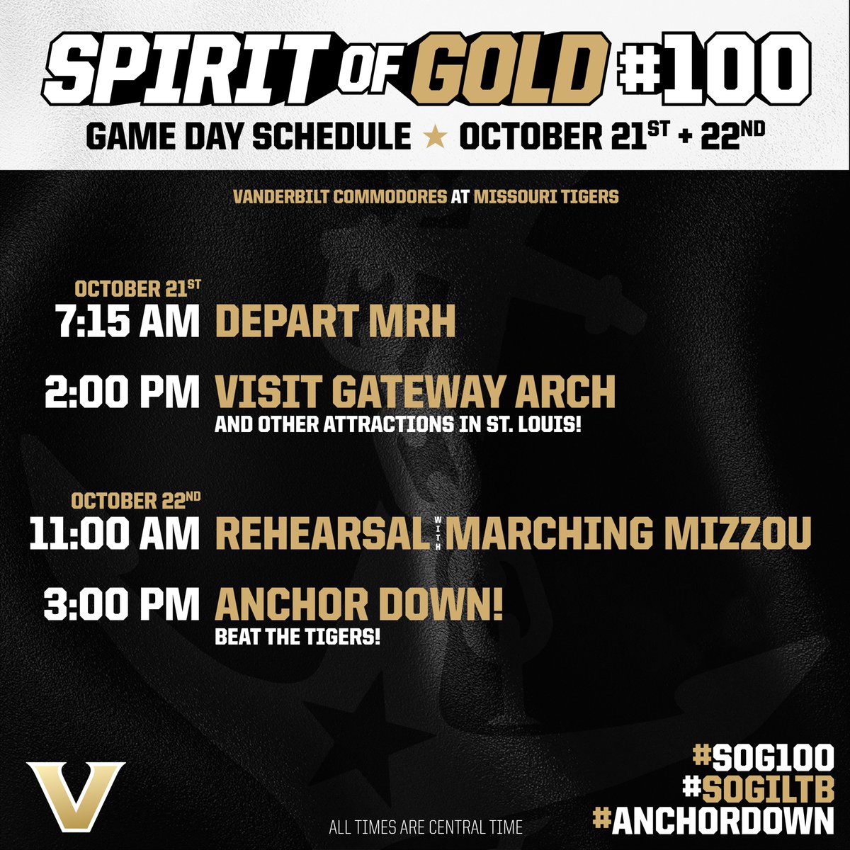 vandybands's tweet photo. Tomorrow is GAME DAY!!!
Spirit of Gold #100 is already en route to Columbia, MO to watch @VandyFootball take on the Tigers! #AnchorDown #SOGILTB #SOG100 @vucommodores @VanderbiltU https://t.co/hvWKRTupLe