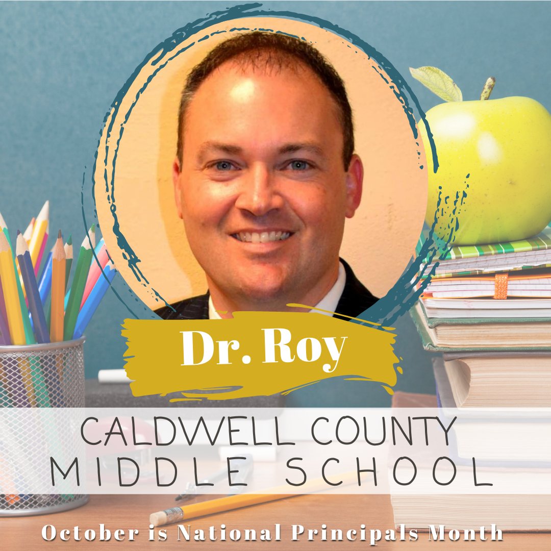 CaldwellSchools's tweet photo. 🌟Principal Spotlight: Dr. Roy🌟

Dr. Roy, we are glad to have you as part of our Caldwell County Schools family! Thank you for the direction and leadership you have brought to Caldwell County Middle School. #ThankAPrincipal #PrincipalAppreciationMonth #CCMS #TeamTigers  #CCS https://t.co/bBRzwWoHpZ