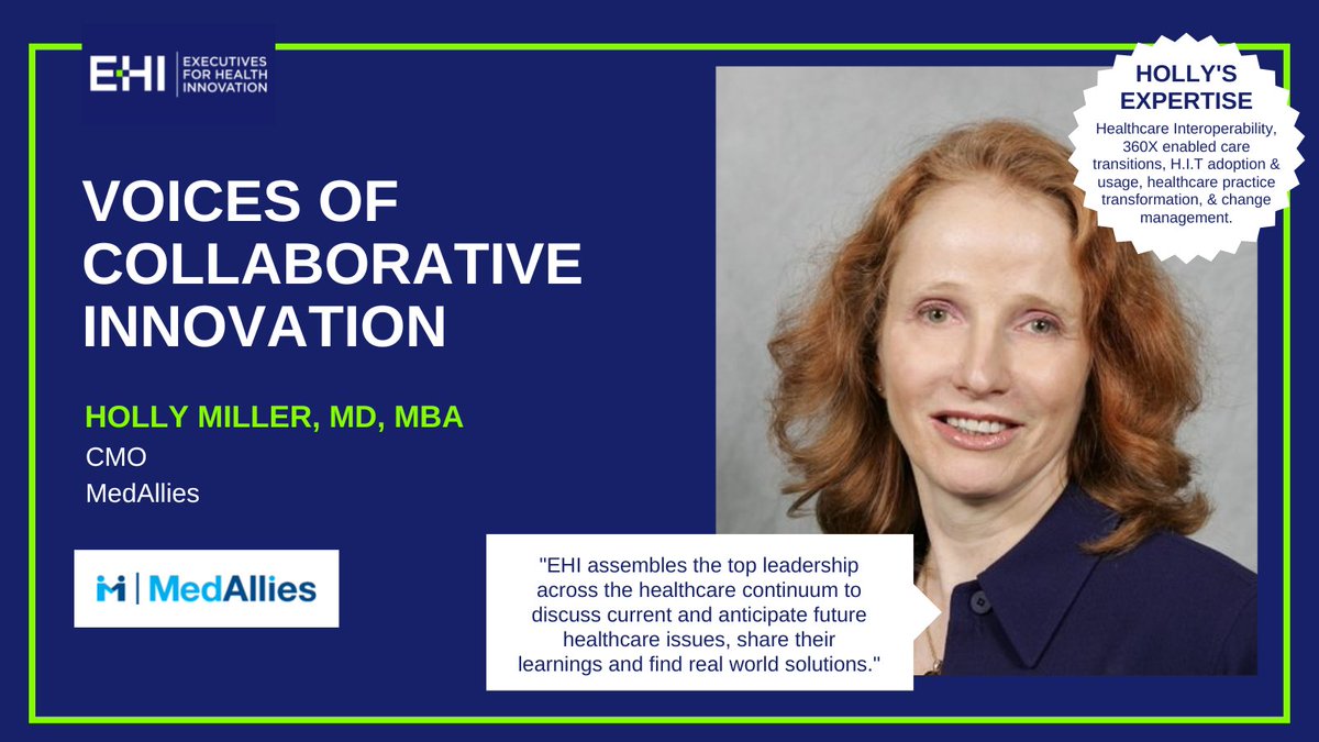 Join  Chief Medical Officer <a href="/HollyMillerMD1/">Holly Miller, MD</a>  of <a href="/MedAllies/">MedAllies</a> at EHI. 👉 ow.ly/vFos50LbLln