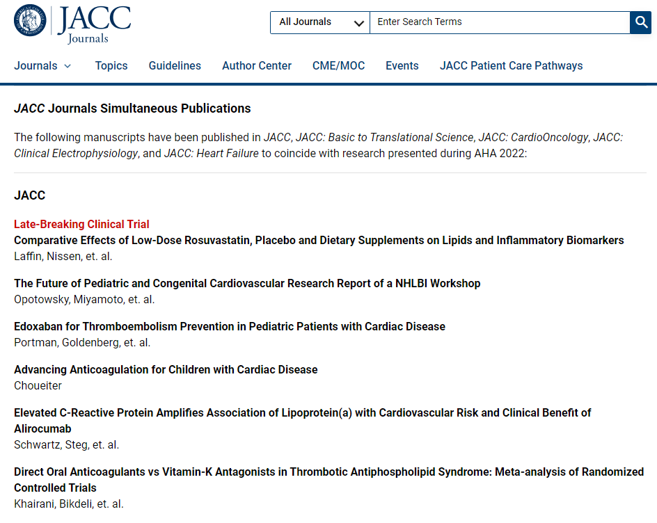 I may not have received an interview invitation yet, but my first authored paper will receive simultaneous publications in @JACCJournals and @AHAScience #AHA22 in two weeks 🤩 #Match2023 jacc.org/events/confere…