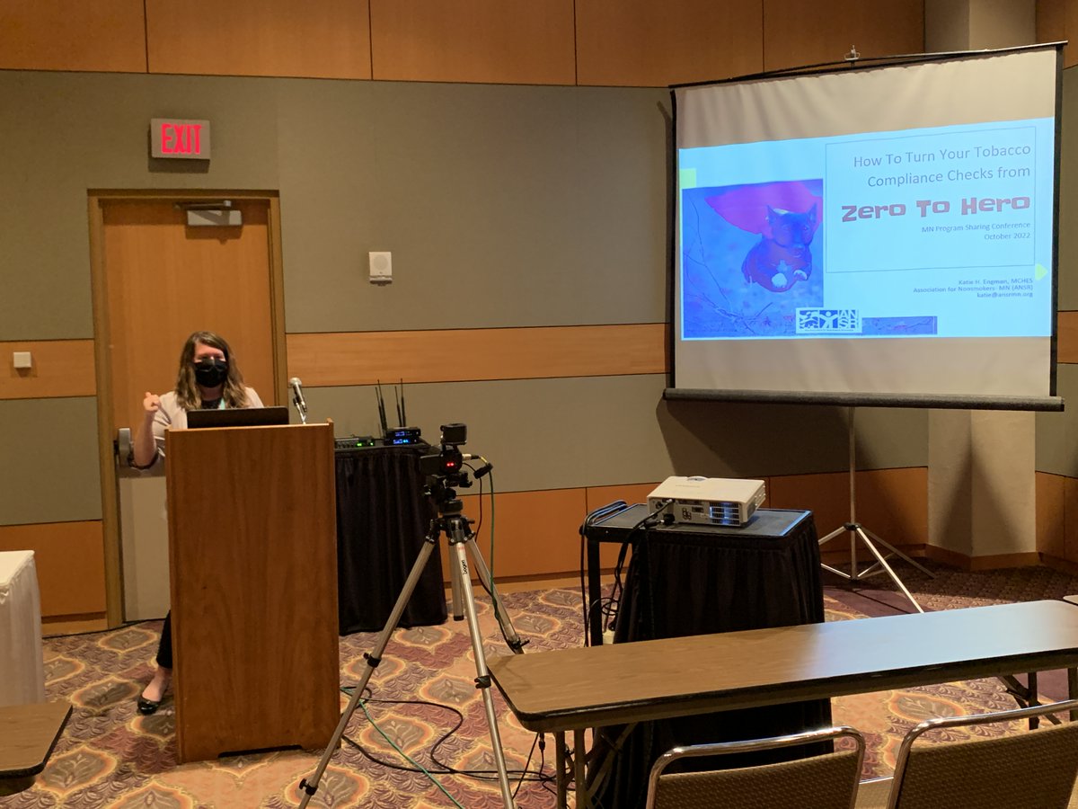 ANSRMN's tweet photo. There are lots of great breakout sessions on commercial tobacco and other substances today at #programsharing2022. Happening now: ANSR's Kara Skahen and @PHealthLawCtr's Rachel Callanan on Delta-8 and ANSR's Katie Engman and @olmstedcounty's PH Moua on compliance checks. https://t.co/htHXNtdrCE