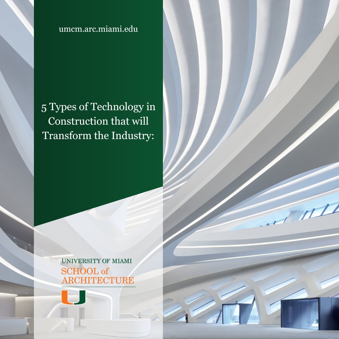 UMiamiMCM's tweet photo. New technology in construction — #drones #VR #AI #wearables # 3dprinting can help mitigate the effects of labor shortages and rising material costs.🦾💻

U-MCM is at the forefront of ushering in a new age of innovation.🙌🏼

#techinconstruction #masterofconstructionmanagement https://t.co/YFrQLdtTa9