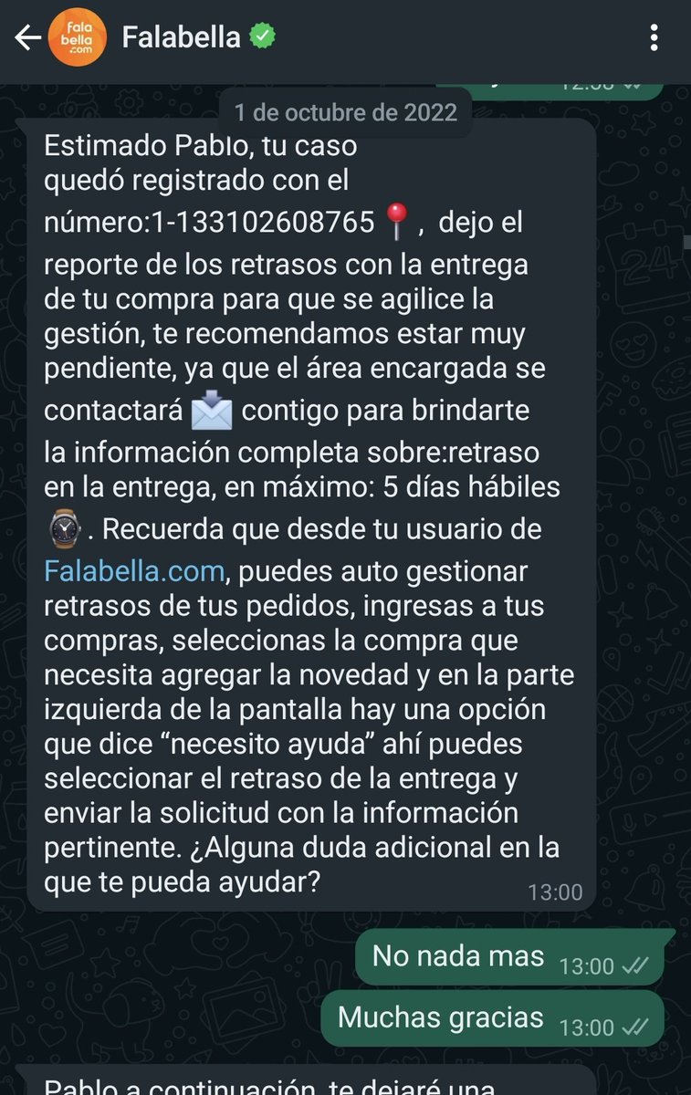 pcasanovad's tweet photo. Hola bot @FalabellaAyuda me han pedido 5 + 3 + 5 dias hábiles para entregarme mi producto desde el 25/09.. podrían darme solución de una vez por todas? @SERNAC Reclamo 1-133102608765 desde el 01/10 https://t.co/cvtS9d1r0R