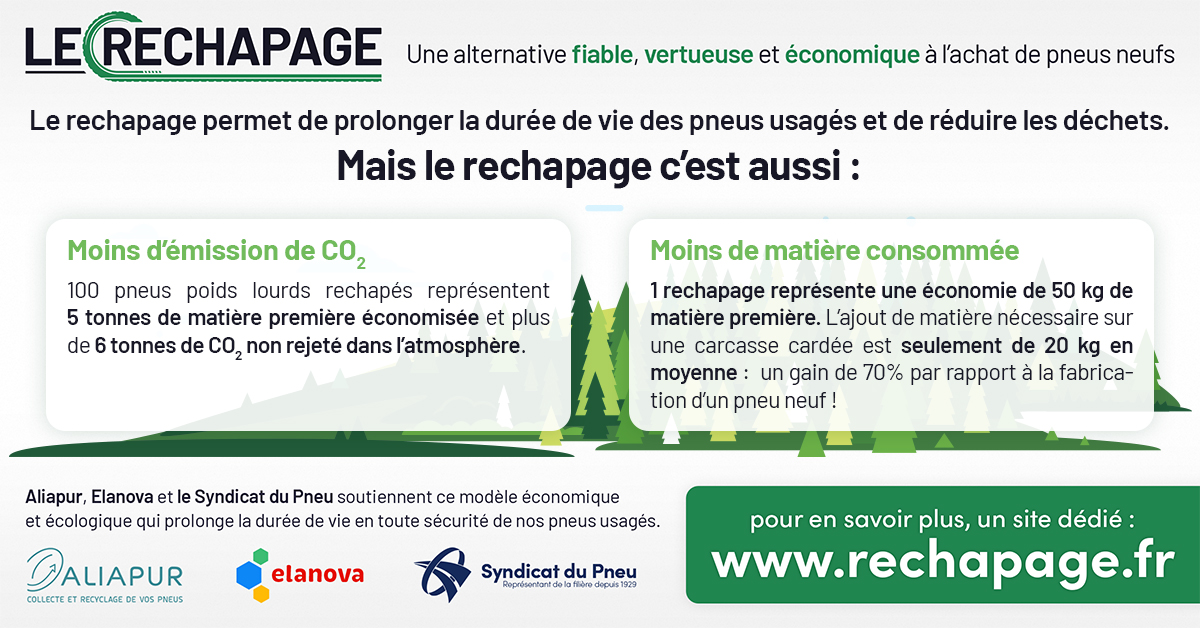 1 #rechapage de pneu poids lourds = 50kg de matières premières économisées