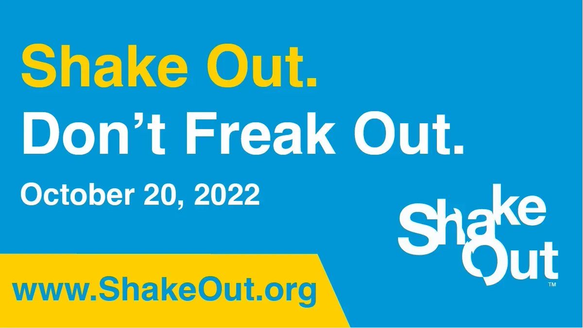 Today at 10:20 AM, get ready to DROP, COVER and HOLD ON during the Great #ShakeOut. Practicing this will help you and your family be prepared during an earthquake. Learn more: shakeout.org