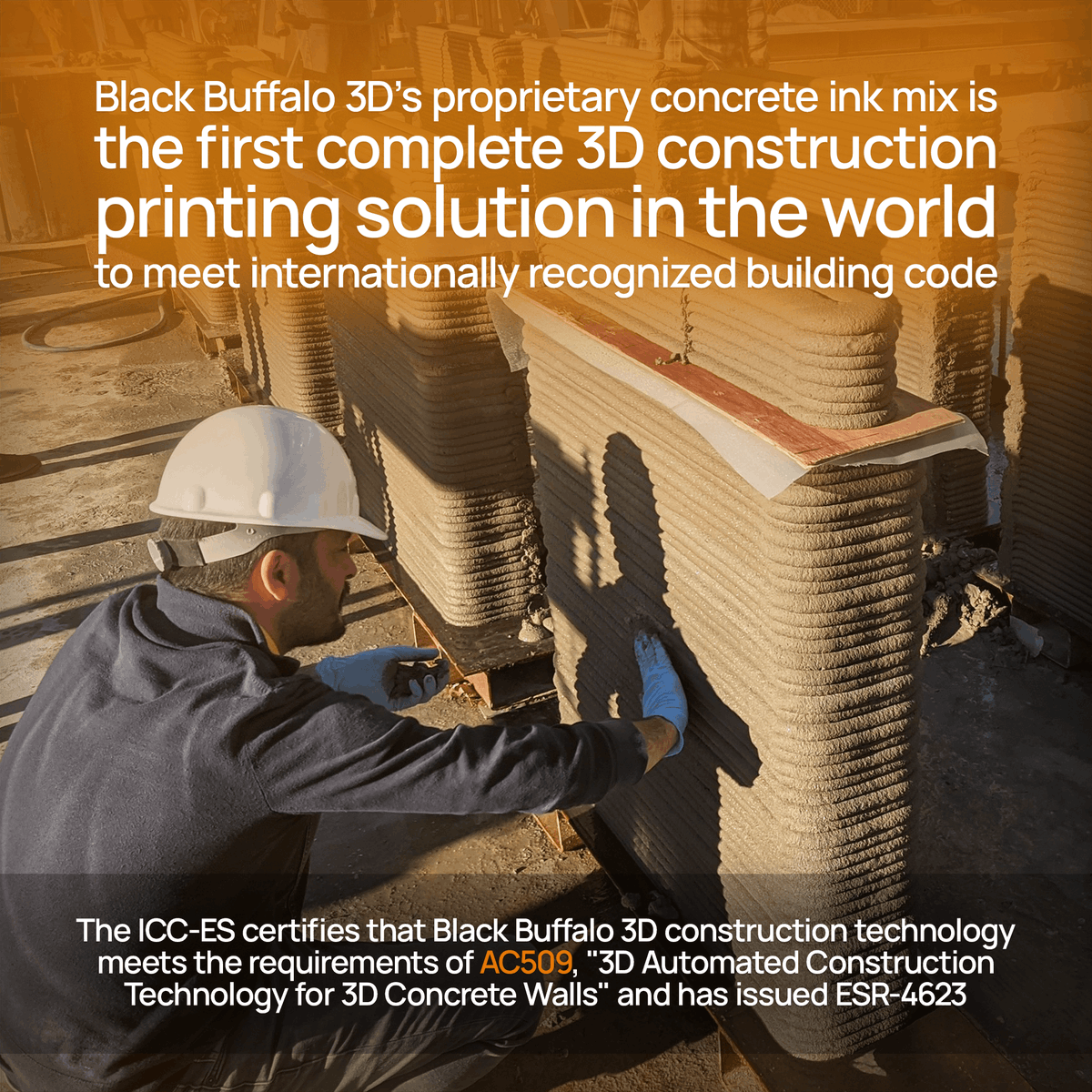 ConstructUtopia's tweet photo. A 3D construction printing first: Black Buffalo's proprietary construction ink gains official AC509 certification by the International Code Council Evaluation Service.
π https://t.co/lQp1AFPdLe @BlackBuffalo3D #NEXCON #3DCP #BB3D https://t.co/outqlu7B40