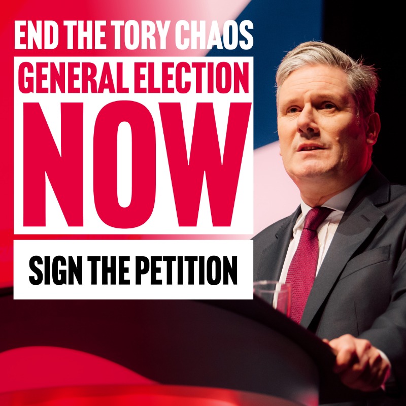 UKLabour's tweet photo. Britain deserves better than this Tory chaos. 

With @Keir_Starmer as Prime Minister, a Labour government will provide the stability and leadership Britain needs. It’s time for a general election. 

Agree? Add your name.