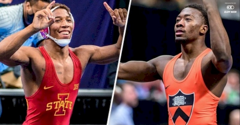 FloWrestling's tweet photo. The Nate Carr vs. Kenny Monday rivalry is renewed when their sons face off at the 2022 NWCA All-Star Classic.