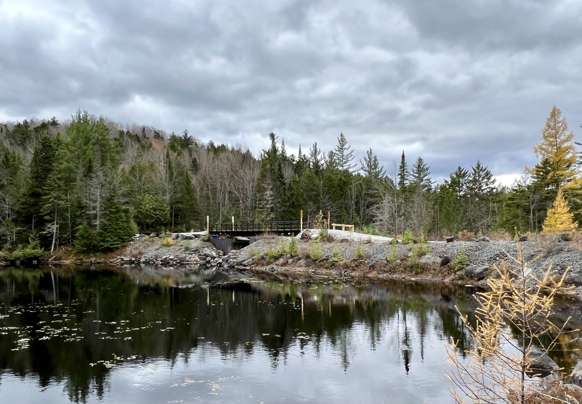 NYSDEC's tweet photo. Commissioner @BasilSeggos today announced the completion of a temporary bridge over the LaBier Flow Dam on Gulf Brook Road in the Boreas Ponds Tract, restoring access to the Four Corners Parking Area at the end of Gulf Brook Road for pedestrians and motorists. https://t.co/fT2Z7SklgH