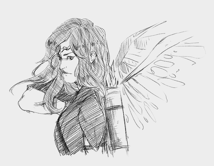 PhoenixAgent003's tweet photo. @tacticiankate Hey, you did a sketch of one of my novel's characters ages ago, and I think it's amazing.

I was wondering if I could get your permission to use it as interior art for the sequel? I would be more than willing to pay to use it.

Yes or no, thank you for the sketch. https://t.co/ZvLFKnhwG9