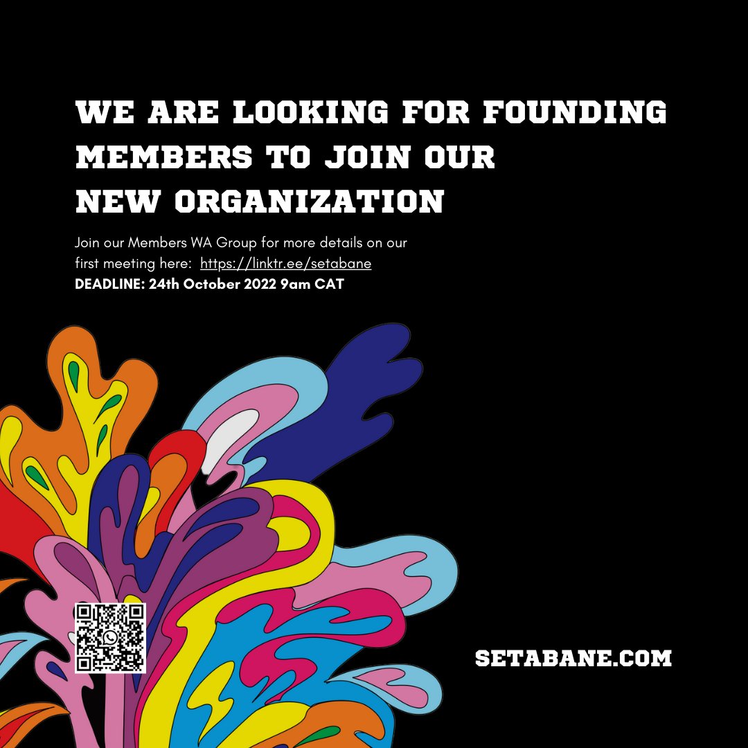 setabane_'s tweet photo. We dream of one day soon to be a full functioning organization that’s at the forefront of queer representation in Botswana. 

Join our Members WA Group for more details on our first meeting here:  https://t.co/PEtfUBZBsS

DEADLINE: 24th October 2022 9am CAT

🖌 @YusefDraws https://t.co/hCldd88vIO