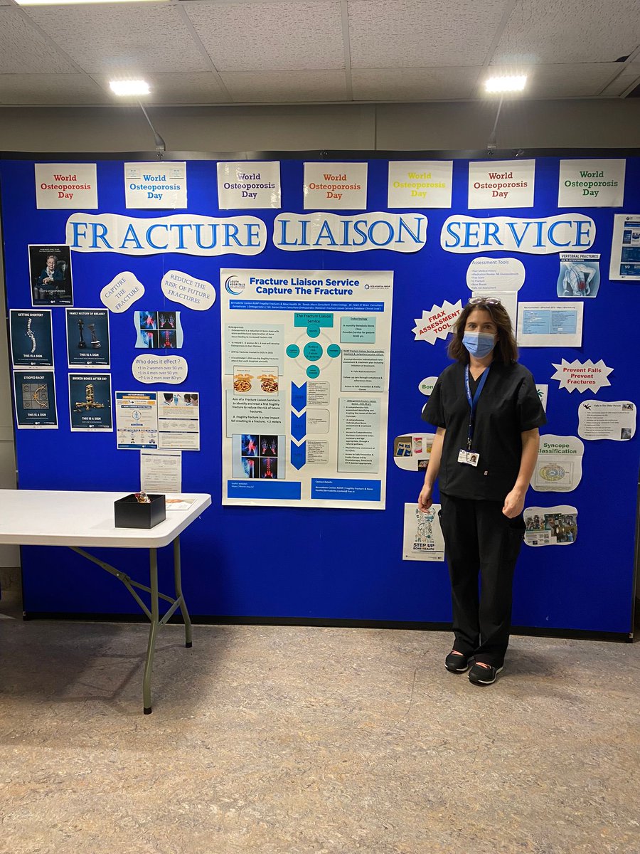 NursingOlol's tweet photo. October 20th marks World Osteoporosis Day and @bernadettejoanc ANP for Fracture Liaison was today promoting early identification and treatment of fragility fractures to reduce the risk of future fractures. #bonehealth #fallsprevention @ConlonCiaran @AdrianCleary101 @OLOLM4E https://t.co/FopL08tClE