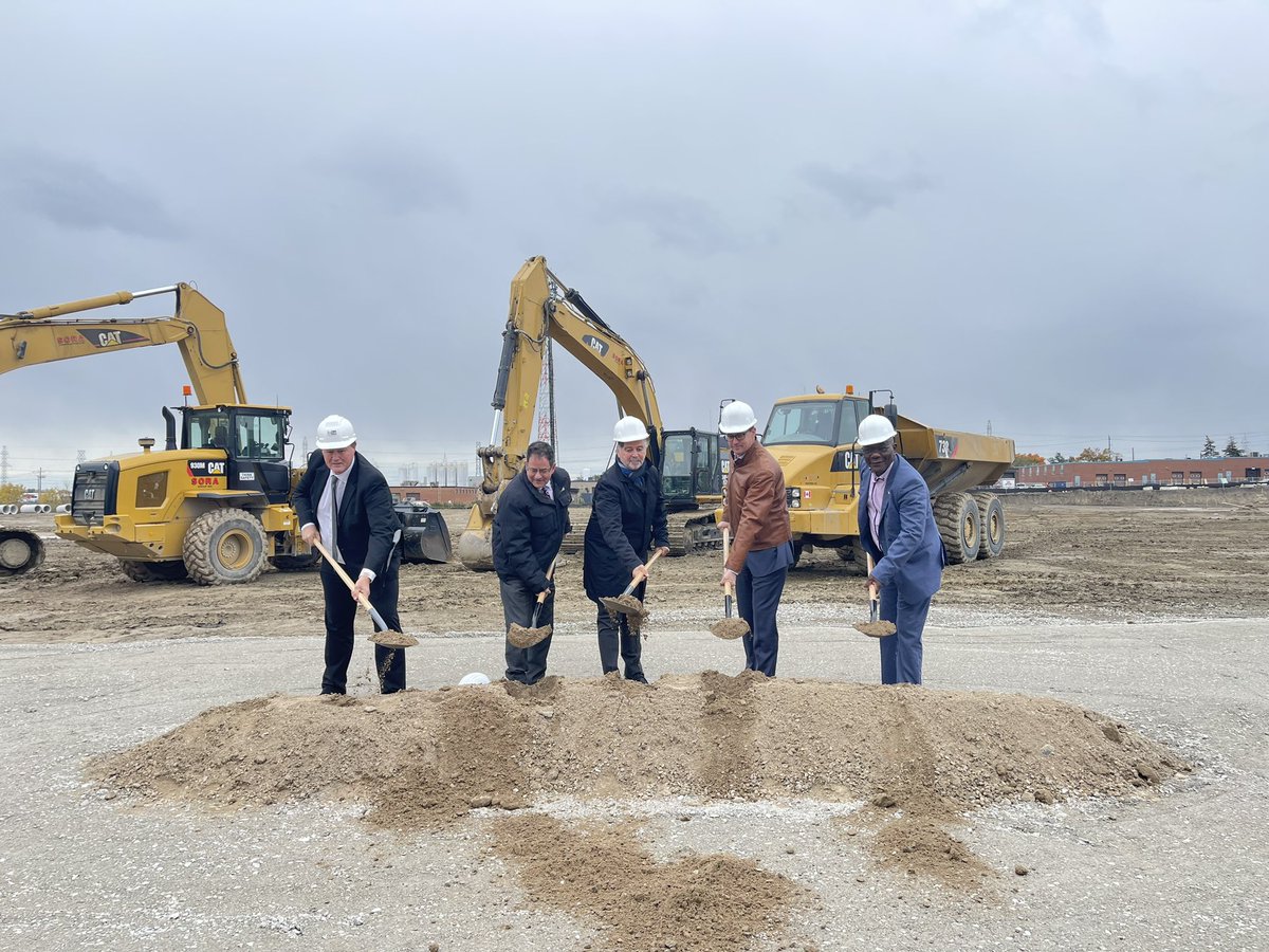 MonteMcNaughton's tweet photo. 🚧 Putting our hard hats on and getting shovels in the ground with @teknion this morning! 

Their new state-of-the-art facility will create 280 well-paying jobs in manufacturing and construction in the GTA. 🚧 https://t.co/xFMoAFMixY