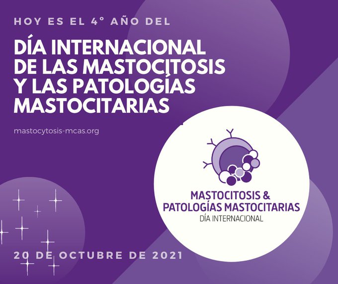 20 octubre: #DiaMundial de la #mastocitosis i patologies de les cèl·lules #mastocitàries
L #anafilaxi és una manifestació clínica molt freqüent, pel que els #al·lergòlegs poden ser l'especialista que porti al diagnòstic.
Per més investigació sobre elles i els seus tractaments! 🔜