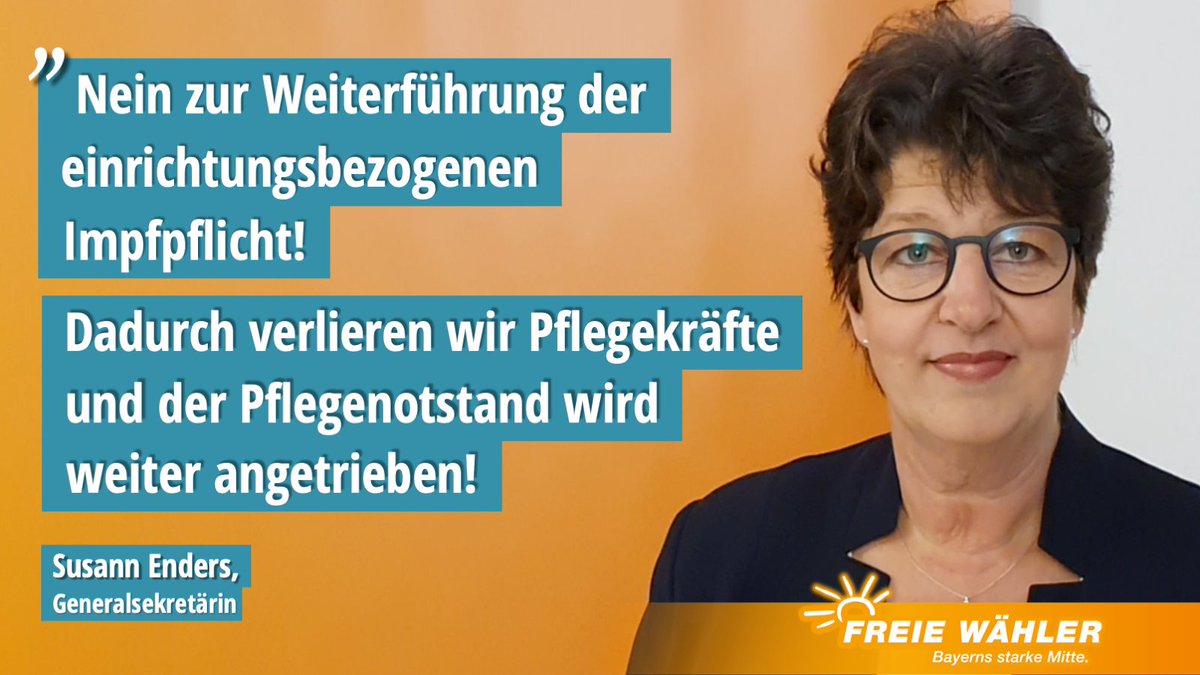 Wie gut, dass ich jetzt bei meinen Bemühungen zur #Abschaffung der #einrichtungsbezogeneImpfpflicht endlich auch von @klausholetschek und dem @StMGP_Bayern unterstützt werde. Vielen Dank. @fw_bayern #FREIEWÄHLER #Pflegenotstand #gesunderMenschenverstand