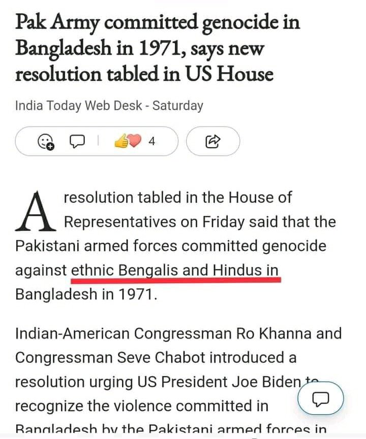 Genocide Recognition Of Bengalis Identity Hack Recently a resolution is being proposed to pass at the US House Parliament. The proposal was brought by two American representatives, Ro Khanna and Steve Chabot. This proposal was written by two Bengali Hindus, Priya Saha