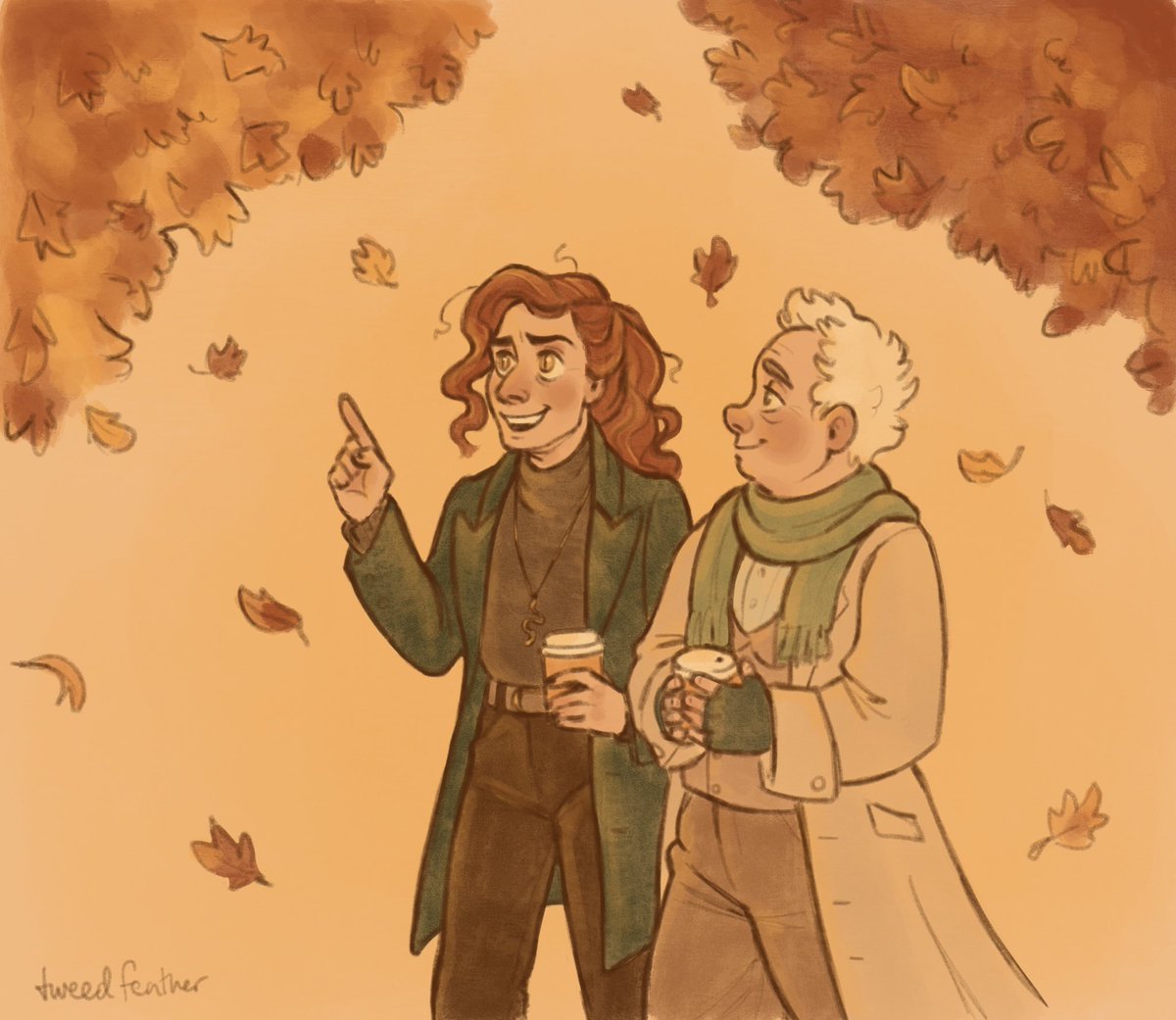 tweedfeather's tweet photo. An ineffable autumn walk. 🍂 #GoodOmensFanArt #IneffableHusbands https://t.co/xP1RORLaeE