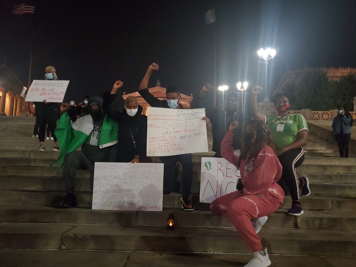 PhillynaijaPros's tweet photo. We will never forget. 10-20-20. Not just those killed at Lekki but all those who were killed demanding for a #newnigeria. The fight continues. #EndSARSMemorial #lekkitollgatememorial #changenigeria #endssars #endswat #vote https://t.co/aj6ePH1ZPf