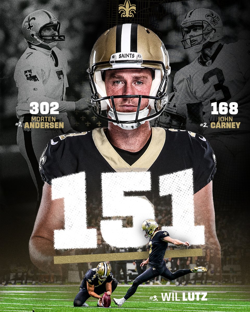 Lutz is the third kicker in #Saints history to make 150 plus field goals in his career 🙌