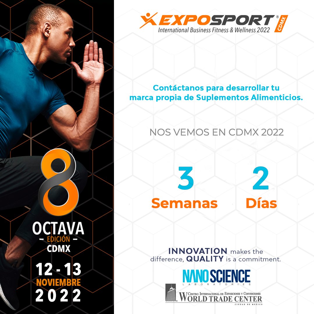 NLaboratorie's tweet photo. Presentes en la 8va edición Expo Sport Fitness Noviembre 2022 en CDMX. ¡Nos vemos pronto!. Nanosciencelabs en la #expofitness más grande de #mexico.
> Más de 200 formulaciones propias disponibles para el desarrolló de tus #suplementos. #nutricion #empresario #emprende #twitter https://t.co/kPdEvc70TA