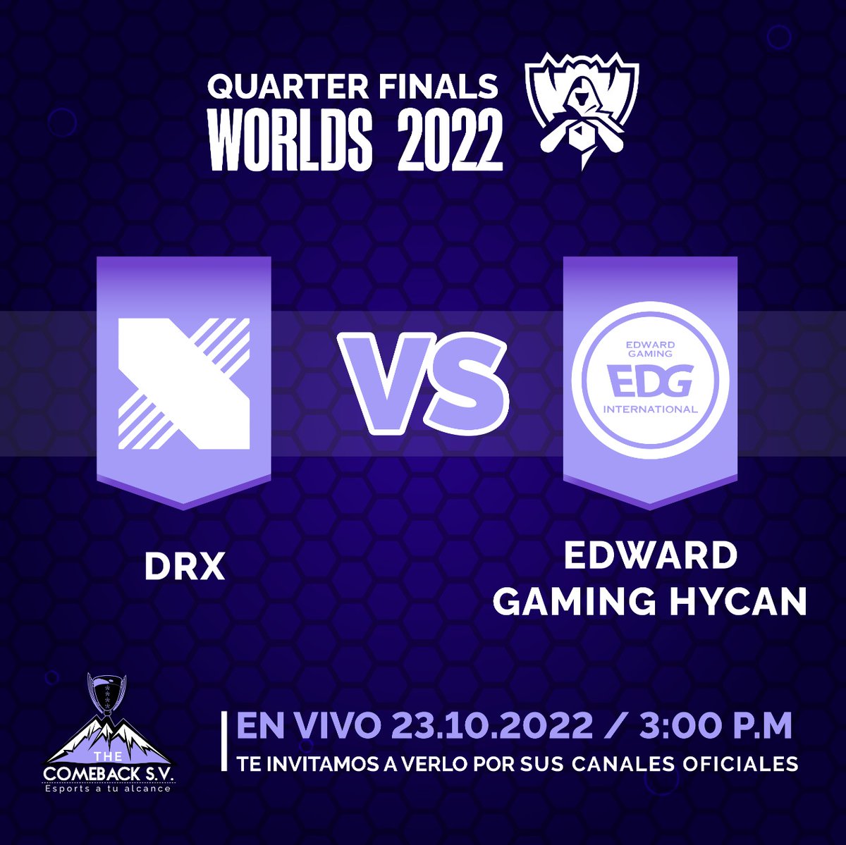 thecomebacksv's tweet photo. Luego de una semana de cierre en la fase de grupos, los resultados nos dejaron con 4 equipos coreanos, 3 chinos y 1 europeo para los playoffs.

¡Arrancamos hoy con el Europa vs China! A las 3 p.m. 

#Worlds2022 #LeagueofLegends #LPL #LEC #LCK https://t.co/TivcDCSj6E