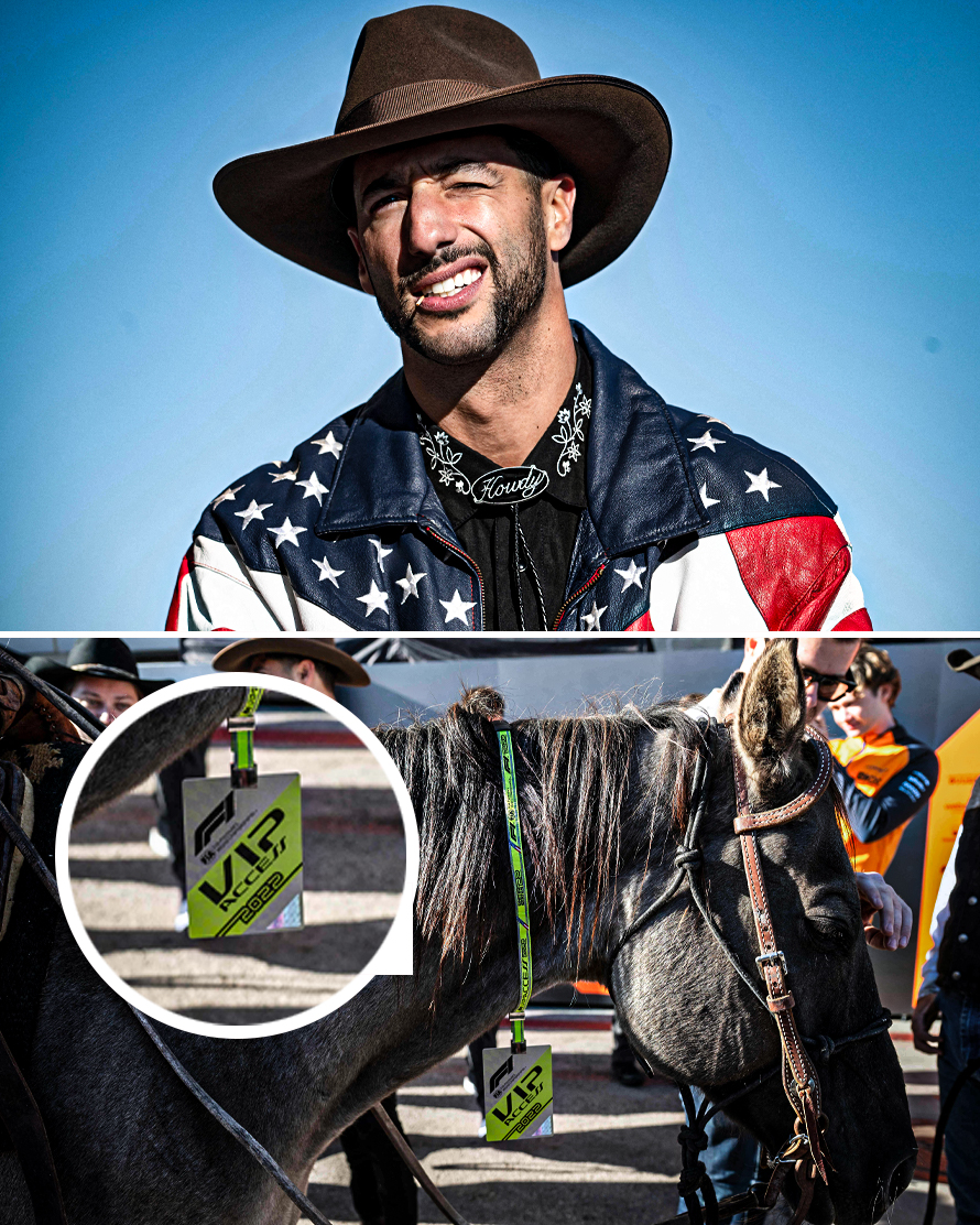 ESPNF1's tweet photo. Ricciardo's horse has its own VIP pass 😅 https://t.co/gcepqwUsRj