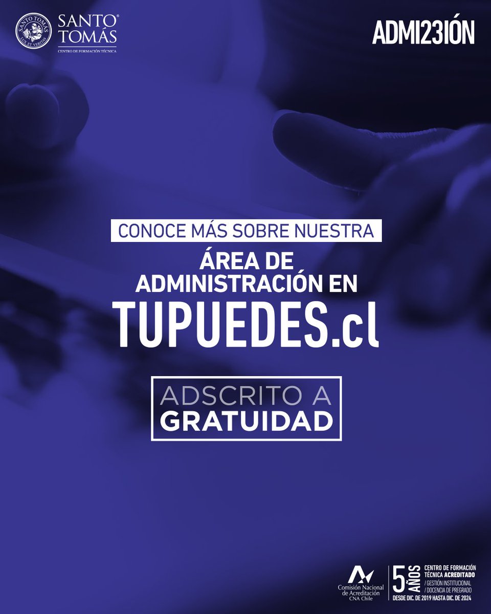 CHANDIAFER's tweet photo. Estudiar Técnico en Administración en Santo Tomás Los Ángeles, te permite aprender a ejecutar y controlar los procesos 
Recuerda: en Santo Tomás, estamos adscritos a la #Gratuidad.
#CFTST #TúPuedes #Admisión2023
#santotomas👉🏻 Consultas al Whatsapp +56985967860 📲 https://t.co/ONdjNuz5UN