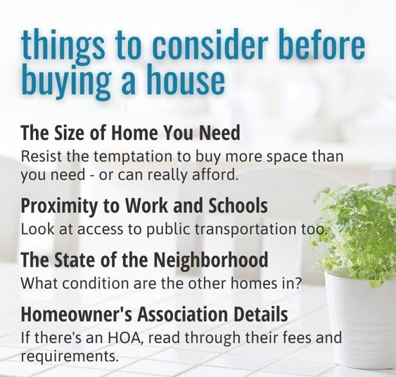 SunQuestFunding's tweet photo. There are things you should consider before buying a house. Have you thought through all of these? 
Remember, you may be preapproved for a certain dollar amount, but you also need to factor into that number HOA and other monthly costs. #mortgagetips #homeownership https://t.co/6WP2zYUtzU