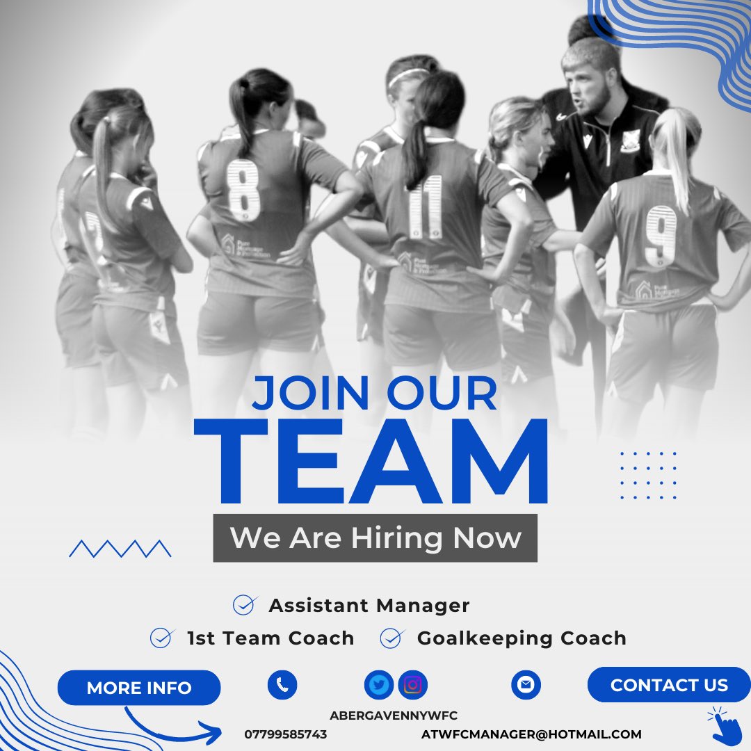 Abergavenny Women FC (@abergavennywfc) on Twitter photo π¨ OPPORTUNITIES π¨
We have some exciting roles available in the 1st Team. If youβre looking to challenge yourself or just want a different environment please see the details below and contact us today β¬οΈπ
<a href="/AdranLeagues/">Genero Adran Leagues π΄σ §σ ’σ ·σ ¬σ ³σ Ώ</a> <a href="/USWSport/">USW Sport</a> <a href="/USWcareers/">USW Careers | Gyrfaoedd PDC</a> <a href="/CardiffMetCSSHS/">Cardiff School of Sport & Health Sciences</a> @SportCardiff π¨ OPPORTUNITIES π¨
We have some exciting roles available in the 1st Team. If youβre looking to challenge yourself or just want a different environment please see the details below and contact us today β¬οΈπ
<a href="/AdranLeagues/">Genero Adran Leagues π΄σ §σ ’σ ·σ ¬σ ³σ Ώ</a> <a href="/USWSport/">USW Sport</a> <a href="/USWcareers/">USW Careers | Gyrfaoedd PDC</a> <a href="/CardiffMetCSSHS/">Cardiff School of Sport & Health Sciences</a> @SportCardiff