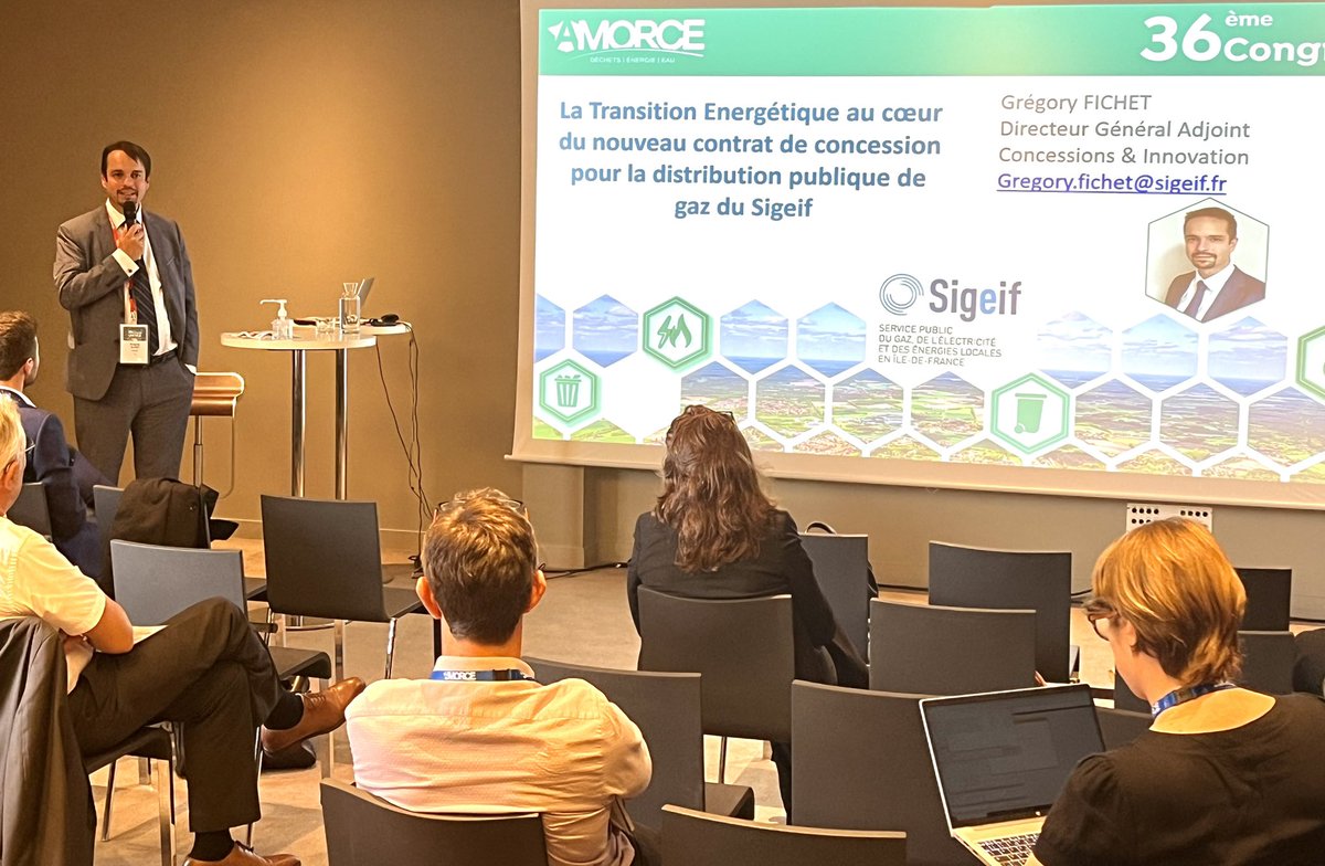 Seconde intervention du <a href="/sigeif75/">Sigeif</a> au #CongrèsAmorce sur le futur contrat de distribution de #gaz avec <a href="/GRDF/">GRDF</a> présenté par <a href="/gregoryfichet/">Gregory Fichet</a> lors d’un forum parallèle consacré aux contrats de concession gaz et électricité comme levier de mise en œuvre de la #transition énergétique.