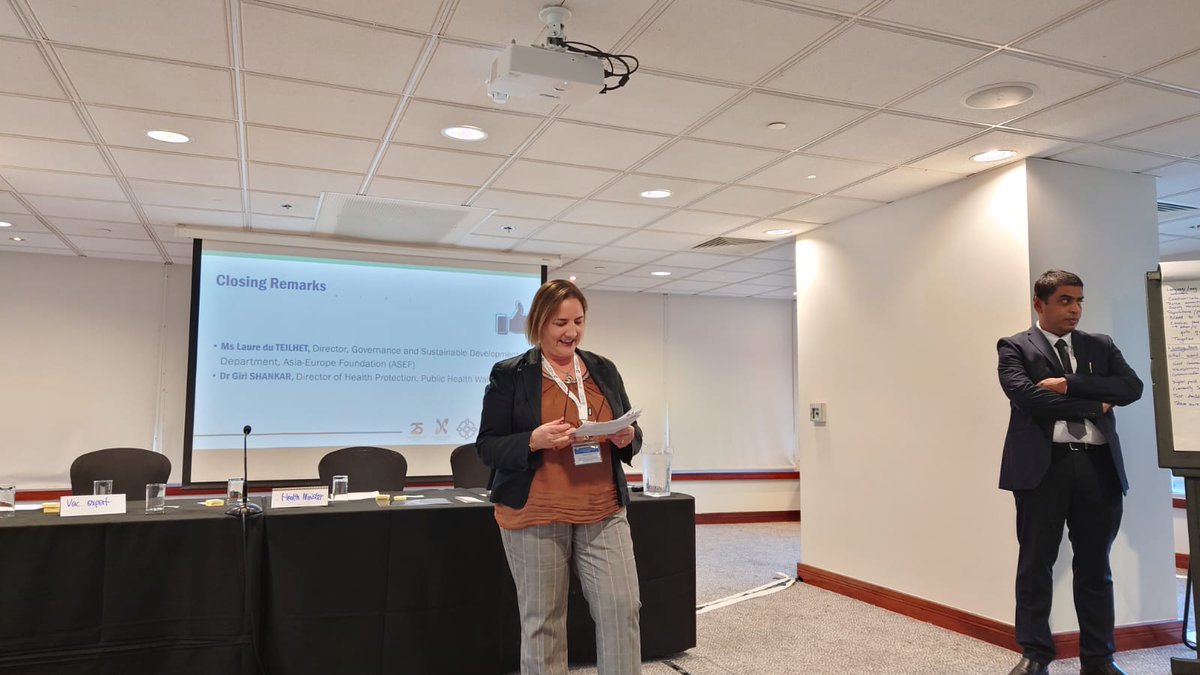 aseforg's tweet image. Ms Laure du TEILHET - Director Governance &amp;amp; Sustainable Development Department @aseforg closes the #ASEFRiskComm Conference (@ASEF_PHN) promoting the importance of exchanging good practices to improve #RiskComm processes, and thanking @PublicHealthW &amp;amp; @agmshankar.