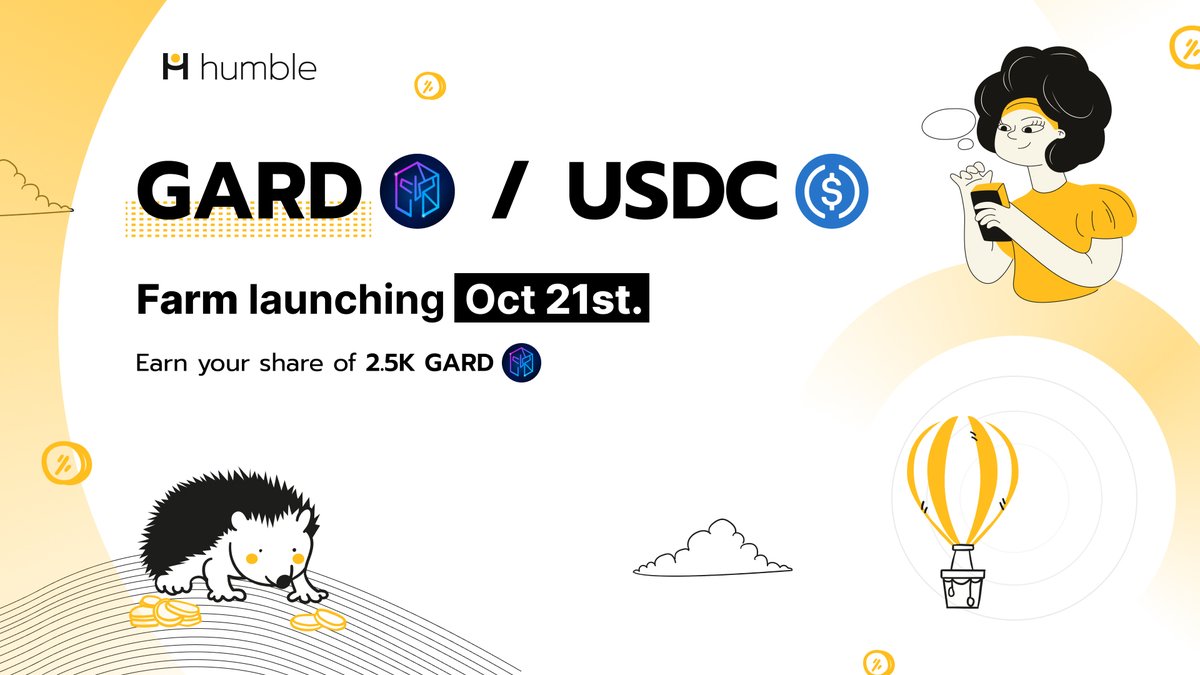 New GARD/USDC Humble Farm in bound 🚀 

What better way to celebrate than a #giveaway? 🥳

Enter in to win 100 $Algo! 

1.) Like &amp; RT ♻️
2.) Follow <a href="/algogard/">gard.algo</a> + <a href="/HumbleDefi/">Humble DeFi</a> 
3.) Tag 3 friends below ✅

Ends 10/21 1PM est🍀