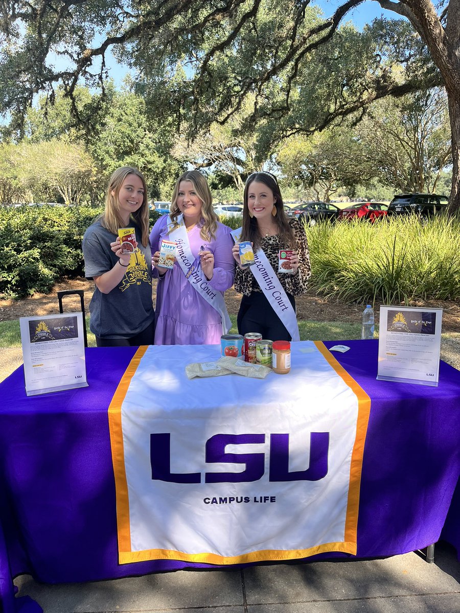 @LSU Homecoming Volunteer Spirit Day is happening now! Don’t forget to bring nonperishable food items to our table in Free Speech Alley from 11 a.m. - 2 p.m.