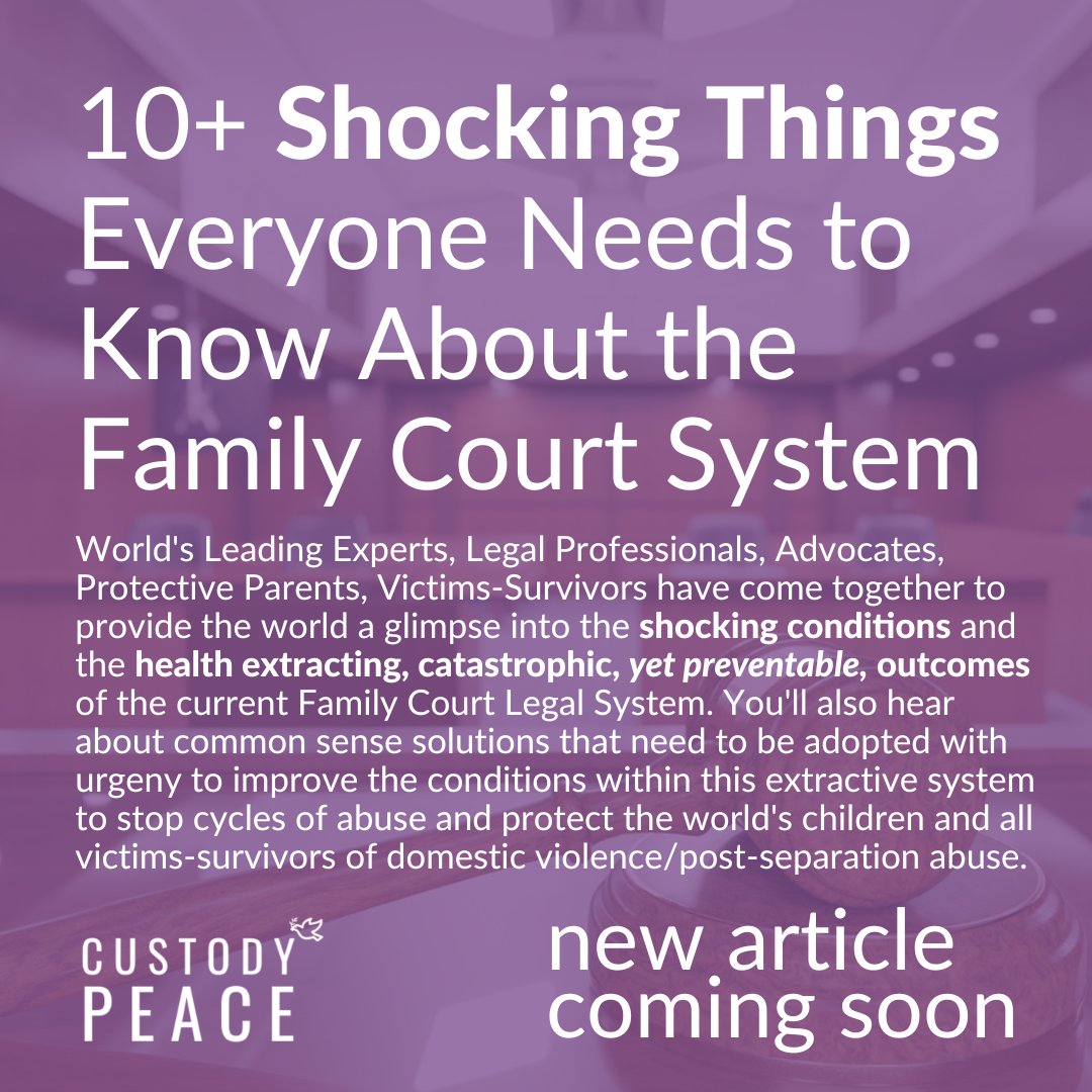 We have come together to provide the world a glimpse into the shocking conditions and the health-extracting, catastrophic, yet preventable, outcomes of the current #FamilyCourt Legal System and common sense solutions. Coming soon. Thank you to everyone who contributed! xx
