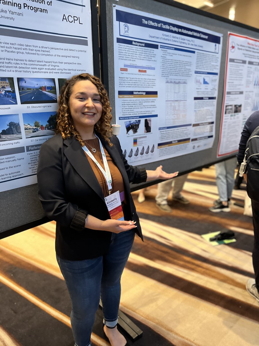 Graduate student Kimberly D. Martinez presented a poster on tactile interfaces to support automated vehicle takeover at the 66th Human Factors and Ergonomics Society Annual Meeting in Atlanta, GA.