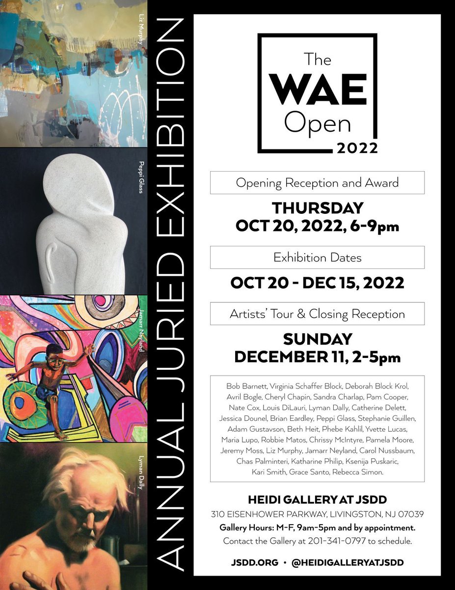 TODAY...Excited to welcome everyone to Heidi Gallery for the first juried open exhibit!

Meet the artists and the juror and the passionate team who has breathed life into this stunning new exhibit space.

#heidigallery #waeopen #JSDD #WAEcenter #inclusionmatters