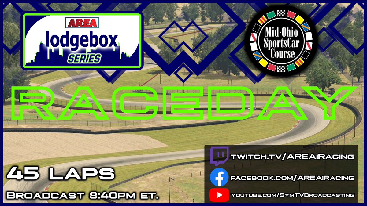 🟩 IT'S LODGEBOX SERIES RACEDAY!

The series heads to Mid-Ohio for their fist-ever trip to the meandering road course. What should we expect to see tonight? 👀

⏰ 8:40pm ET.
📺 twitch.tv/AREAiRacing | Also live on FB and YT