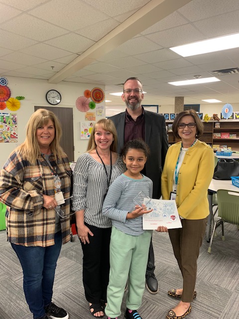 So proud of our very own <a href="/WGA_Leopards/">Walnut Glen Academy</a> third grade students for winning first place in the <a href="/gisdnews/">Garland ISD</a> elementary Cyber Safety Poster Contest! She was shocked (as you will see)! Congratulations!  <a href="/GISDREADS/">Jeanine Boyett</a>