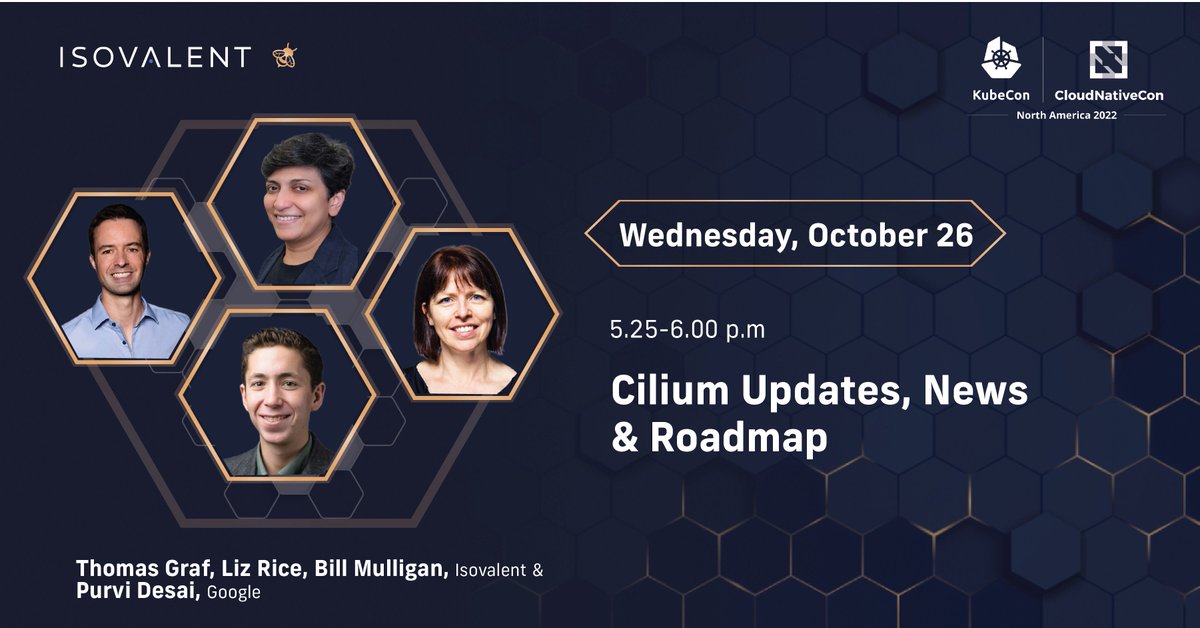 Welcome to #Cilium! - The ONE session you don't want to miss during #KubeCon with @lizrice, @tgraf__, @breakawaybilly and @purvid! Hear about the latest developments, future roadmap & exciting news around Cilium! bit.ly/3eIauVl