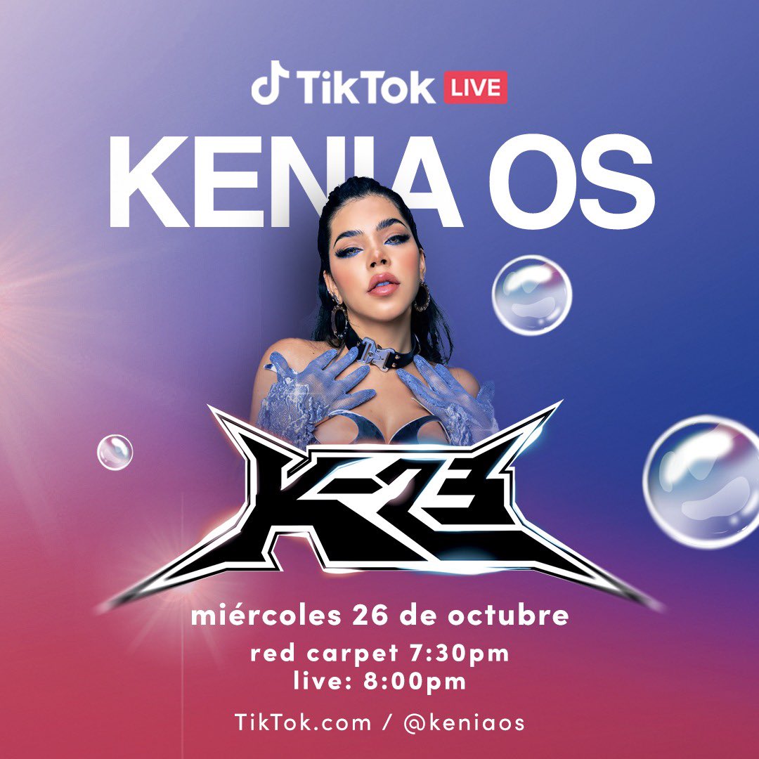 TikTokLatAM's tweet photo. vive el lanzamiento del nuevo álbum de @keniaos en exclusiva por TikTok 🔥 #KeniaOs #K23TikTokLive 
https://t.co/oo3iuj7VQk https://t.co/fVYkj7ejl1