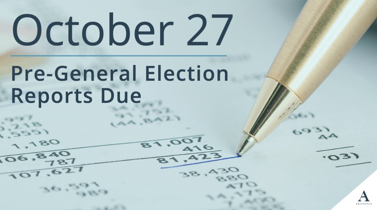 AristotleNews's tweet photo. Don't forget, next Thursday, October 27th, is the filing deadline for Pre-General Election FEC Reports. Need help with those reports? Try this: https://t.co/CTs93Ugm1o
#nowyouknow #fecdeadline https://t.co/f7tp5bsv0A