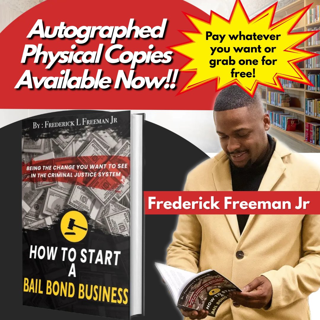 Freemanbailbnd's tweet photo. Are you interested in the bail bond industry!? Get educated on how you can be the change you want to see in the criminal justice system by grabbing our new book “How to start a bail bond business”! 
✍🏾 @fredfreemanjr 
Ebook available on Amazon 📲 https://t.co/lMSPweUsb5 https://t.co/XotahpWVmk