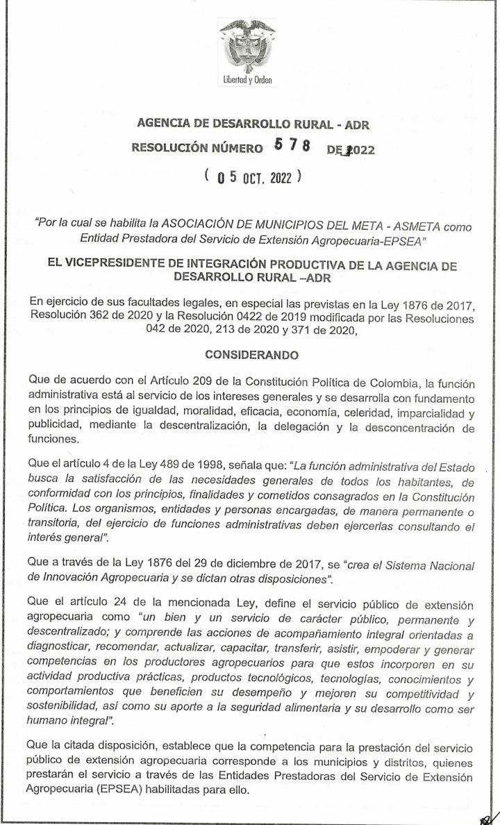 _asmeta's tweet photo. Mediante resolución 578 de 2022 renovamos nuestra habilitación como EPSEA.
Gran oportunidad para los municipios de la región de ejecutar los programas de asistencia técnica Agropecuaria a través de ASMETA.
@AlcaldiaMesetas @VistahermosaM @UribeMetaCol @GobMeta Macarena Meta. https://t.co/5CJCEqSVun