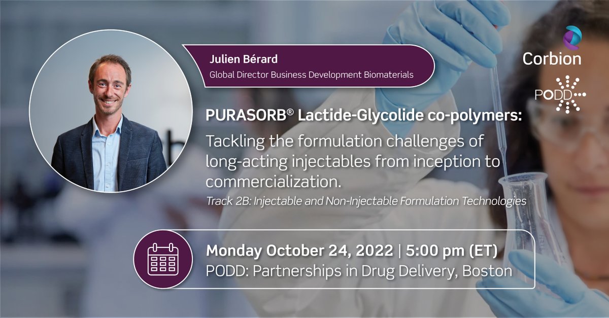 Connect with us next week at #PODD2022. Don't miss Julien Berard's presentation on PURASORB® Lactide-Glycolide co-polymers and formulation challenges of long-acting injectables. Learn more about our presentation and solutions 👉ow.ly/cLkS50LbZT9
<a href="/ConferenceForum/">The Conference Forum</a>