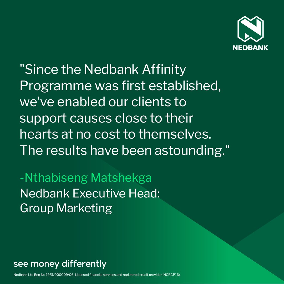 Nedbank's tweet image. It's about making a real difference, together. 👏 #SupportWhatMatters